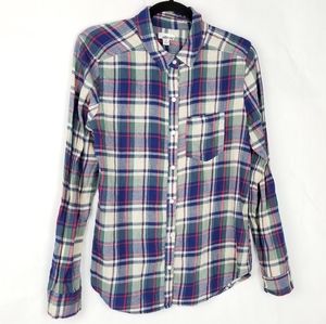 Abound Soft Cotton Cabincore Plaid Flannel Button Up Shirt size Medium
